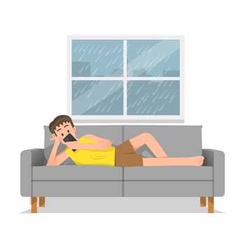illustration of a man relaxing on the sofa vector