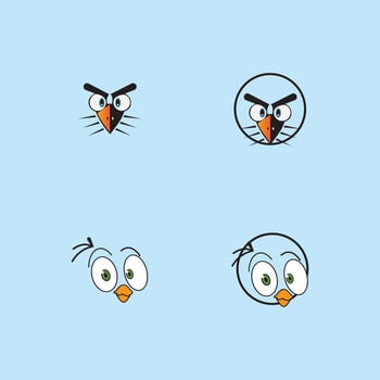 cartoon birdies face emoticon design vector