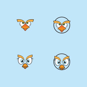 cartoon birdies face emoticon design vector