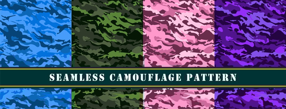 abstract texture military camouflage repeats seamless army set . vector illustration
