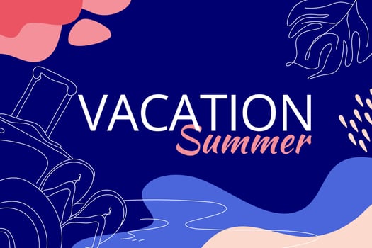 Summer Vacation Flat Illustration abstract background line art. Sales promotion material. perfect for social media banner design, poster, email, newsletter, advertisement, placard, brochure, web vector