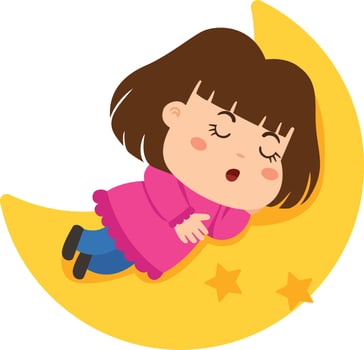 Sleeping girl on a crescent moon vector illustration