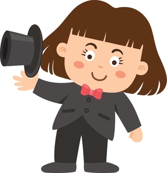 woman magician with hat vector illustration