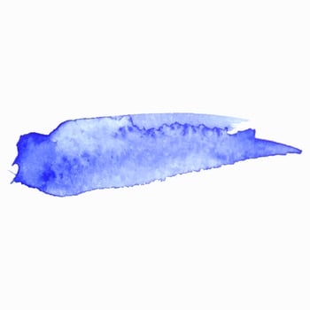 Blue vector paper banner label tag with brush stroke hand painted watercolor stain background.