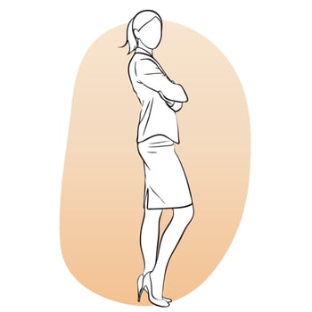 Businesswoman standing and showing. vector