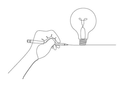 continuous line drawing hand creating idea vector illustration