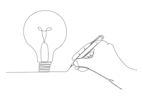 continuous line drawing hand creating idea vector illustration
