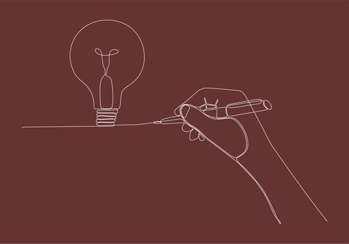 continuous line drawing hand creating idea vector illustration