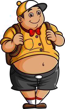 The fat student boy is ready for go to school vector