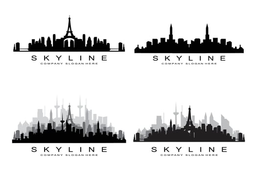 City Skyline,Skyscraper for Urban Real Estate Building Logo Design Vector