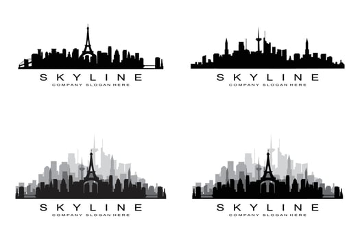 City Skyline,Skyscraper for Urban Real Estate Building Logo Design Vector