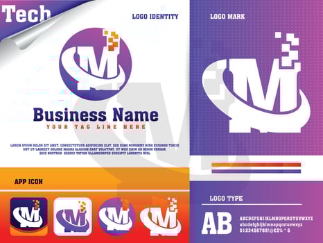Tech Letter M Logo Design Template vector