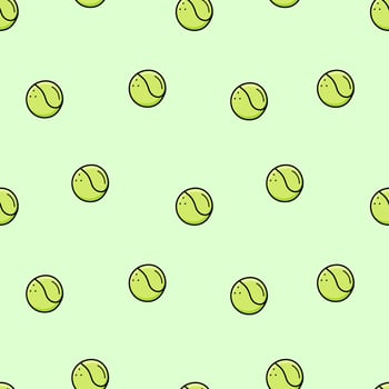 Tennis ball seamless pattern. Vector illustration of sports equipment for playing tennis