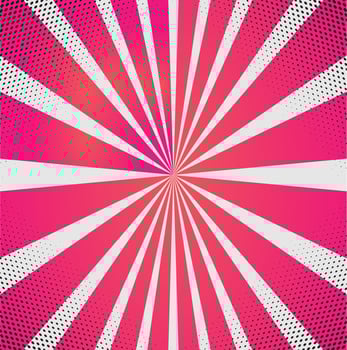Comic background with sunburst vector bright dynamic cartoon illustration in retro pop art style isolated on red gradient background.