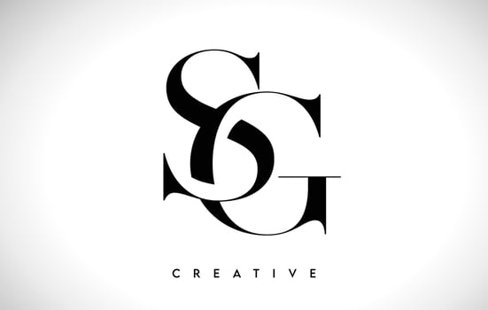GS Artistic Letter Logo Design with Serif Font in Black and White Colors Vector Illustration