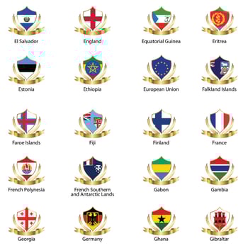flags Isolated world flag. Isolated on white background. Vector illustration.
