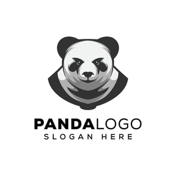 silhouette panda logo premium vector