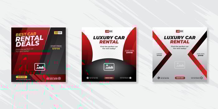 Rent a car banner for social media post template design vector