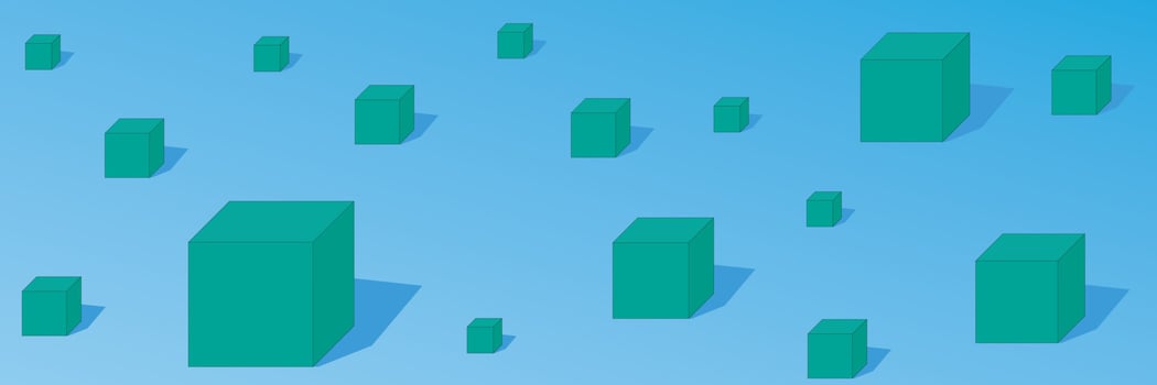 Geometric abstract background with turquoise cubes on blue colour backdrop vector illustration