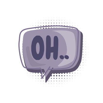 Colorful speech bubbles with oh text. hand drawn design elements with halftone decorations and outlines. Vector illustration of doodle text banner