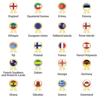 flags Isolated world flag. Isolated on white background. Vector illustration.