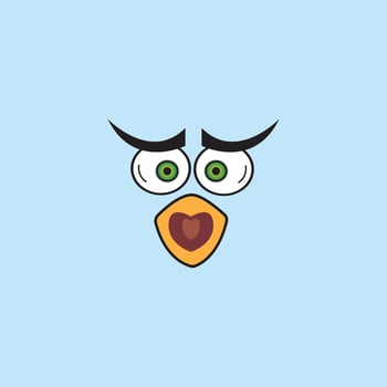 cartoon birdies face emoticon design vector