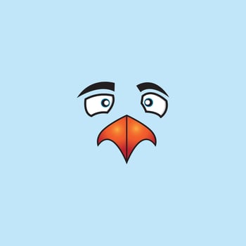 cartoon birdies face emoticon design vector