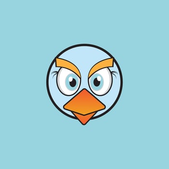 cartoon birdies face emoticon design vector
