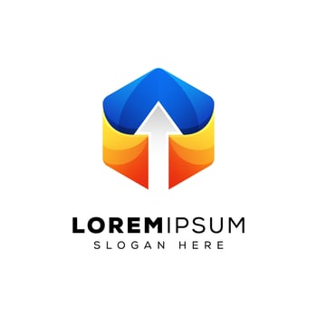 modern hexagon arrow up logo design vector