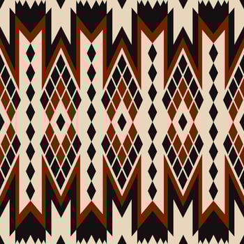 Aztec geometric shape vintage southwest red-black color seamless pattern background. Use for fabric, textile, interior decoration elements, upholstery, wrapping. vector