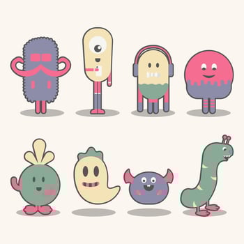 cute monster character set vector