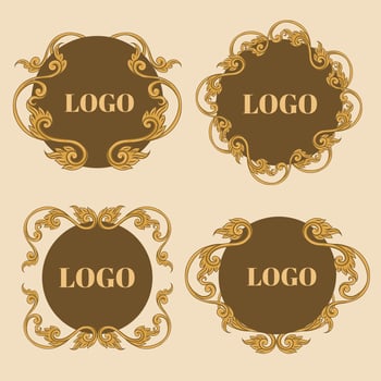 Logo vintage, Golden outline vintage frame. vector