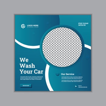 Car wash social media post and banner template design vector