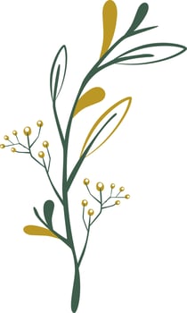 Flowers with leaves line style. vector