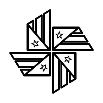 USA Flag Windmill Icon in Line Style vector