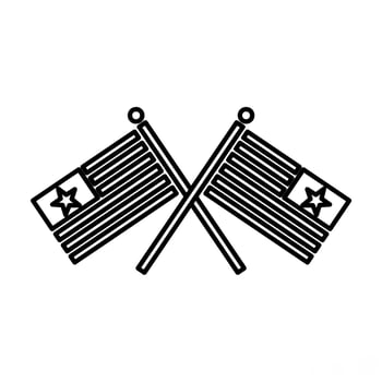 USA Flags Crossed Icon in Line Style vector