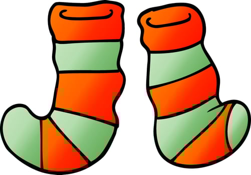 cartoon doodle striped socks vector