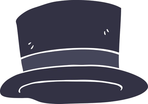 flat color illustration of top hat vector