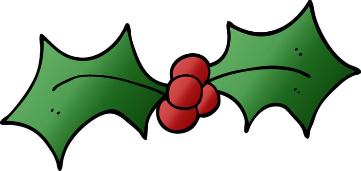 cartoon doodle xmas holly vector