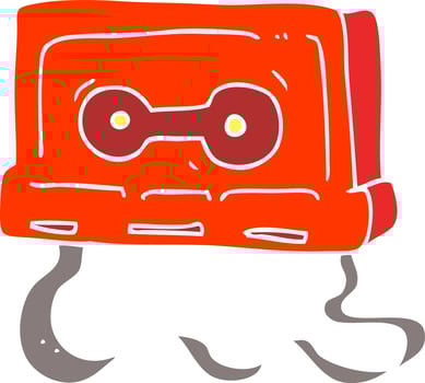flat color illustration of cassette tape vector