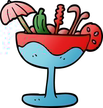 cartoon doodle tropical cocktail vector
