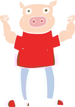 flat color illustration of pig man vector