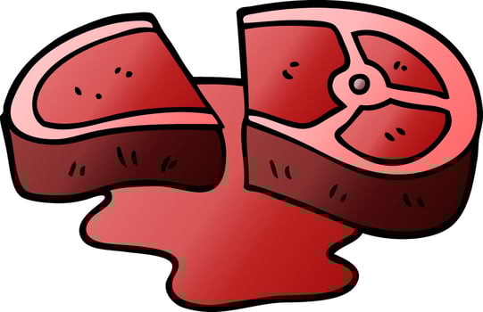 cartoon doodle rare steak vector