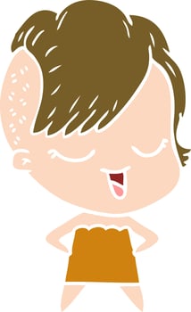 happy flat color style cartoon girl vector