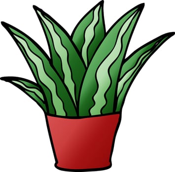 cartoon doodle house plant vector