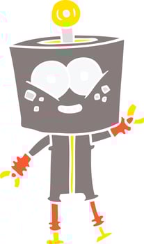 happy flat color style cartoon robot vector