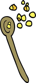 cartoon doodle cereal on a spoon vector