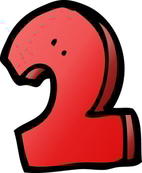 cartoon doodle number 2 vector