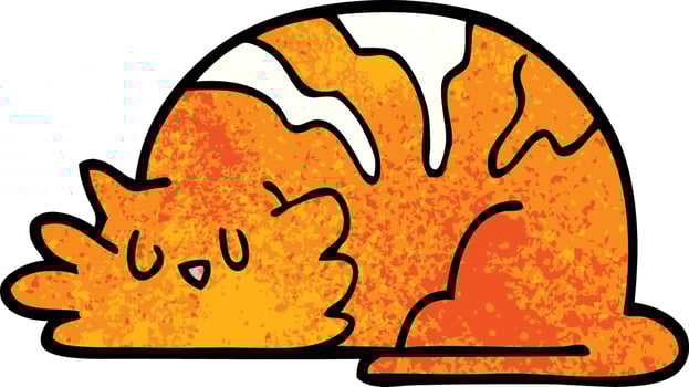 cartoon doodle sleepy cat vector
