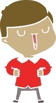 flat color style cartoon happy boy vector